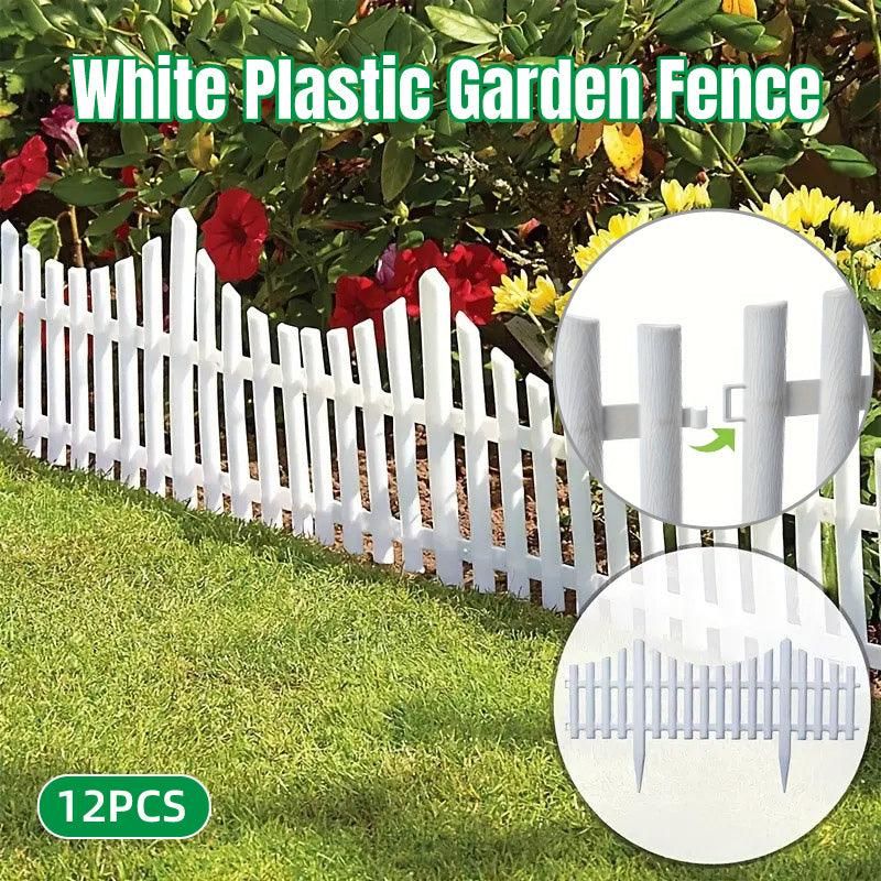 White Garden Edging Fence Panels 60 x 33 cm - 12 Pieces