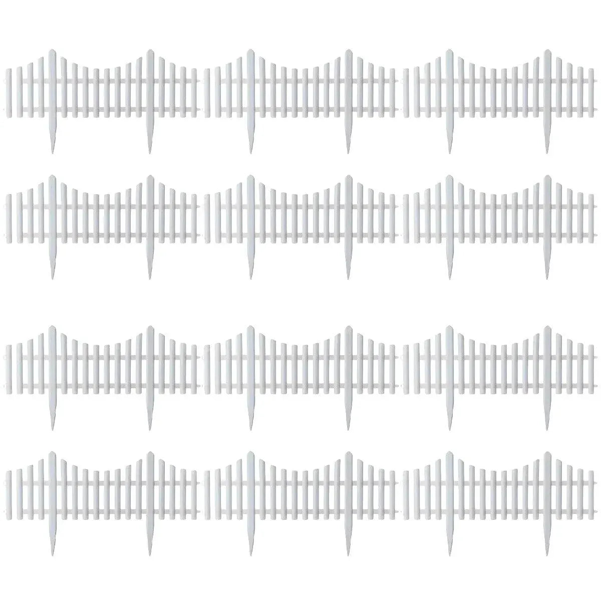 White Garden Edging Fence Panels 60 x 33 cm - 12 Pieces