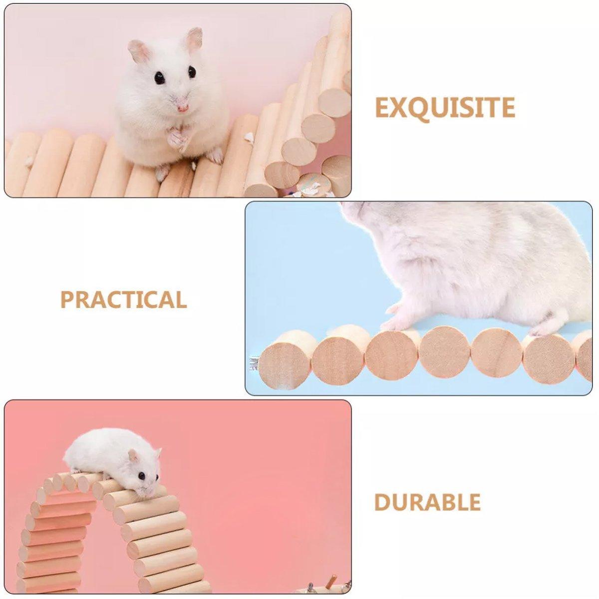 Small Animal Habitats & Cages: Wooden Hamster Toy Furniture Small Fence Climbing Stairs Arch Bridge for Pets