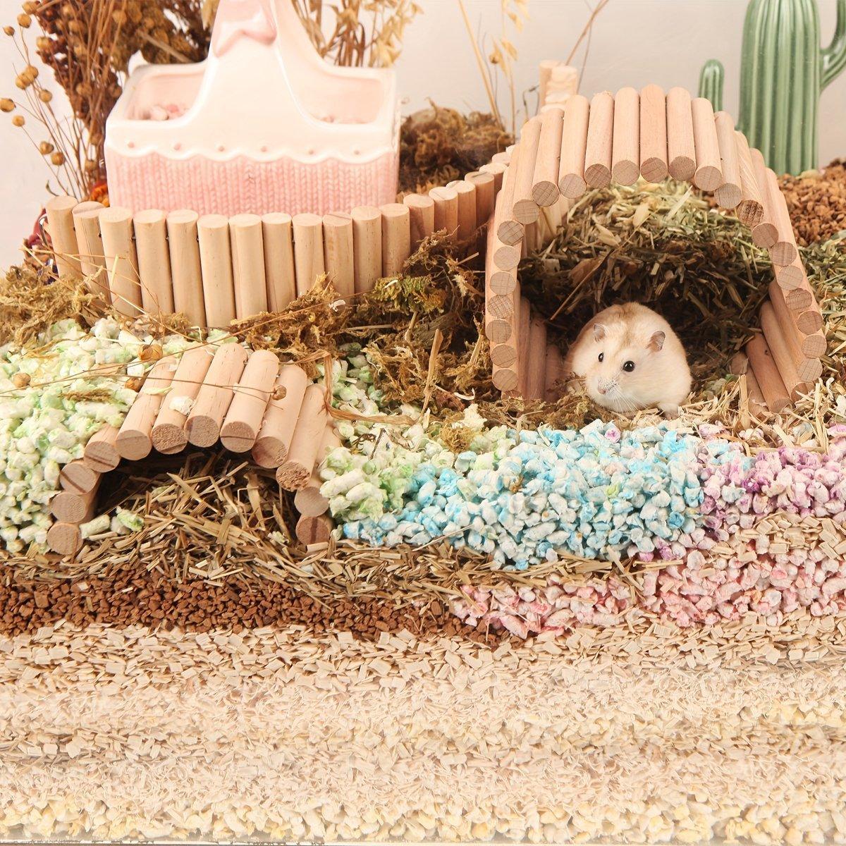 Small Animal Habitats & Cages: Wooden Hamster Toy Furniture Small Fence Climbing Stairs Arch Bridge for Pets