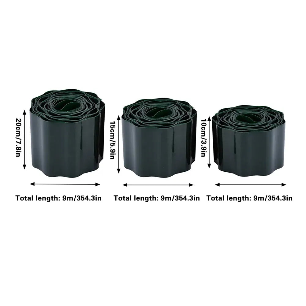 Green Garden Landscape Edging Border Flexible Lawn Fence Roll Outdoor Decor - 15cm