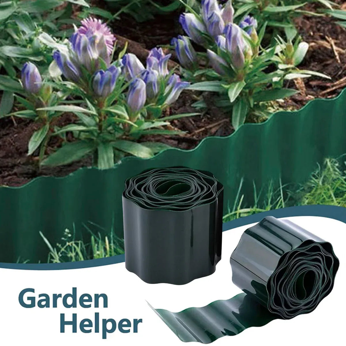 Green Garden Landscape Edging Border Flexible Lawn Fence Roll Outdoor Decor - 15cm