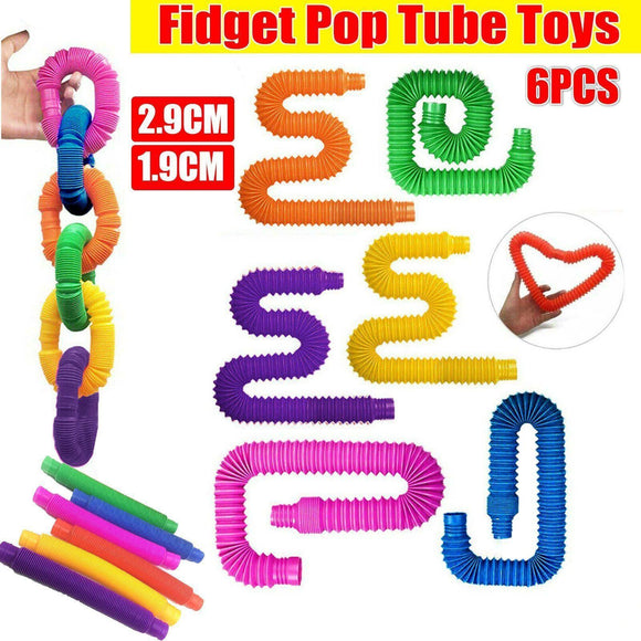 6Pcs Sensory Pop Tube Fidget Toys for Office School Home Use - Large 6PCS