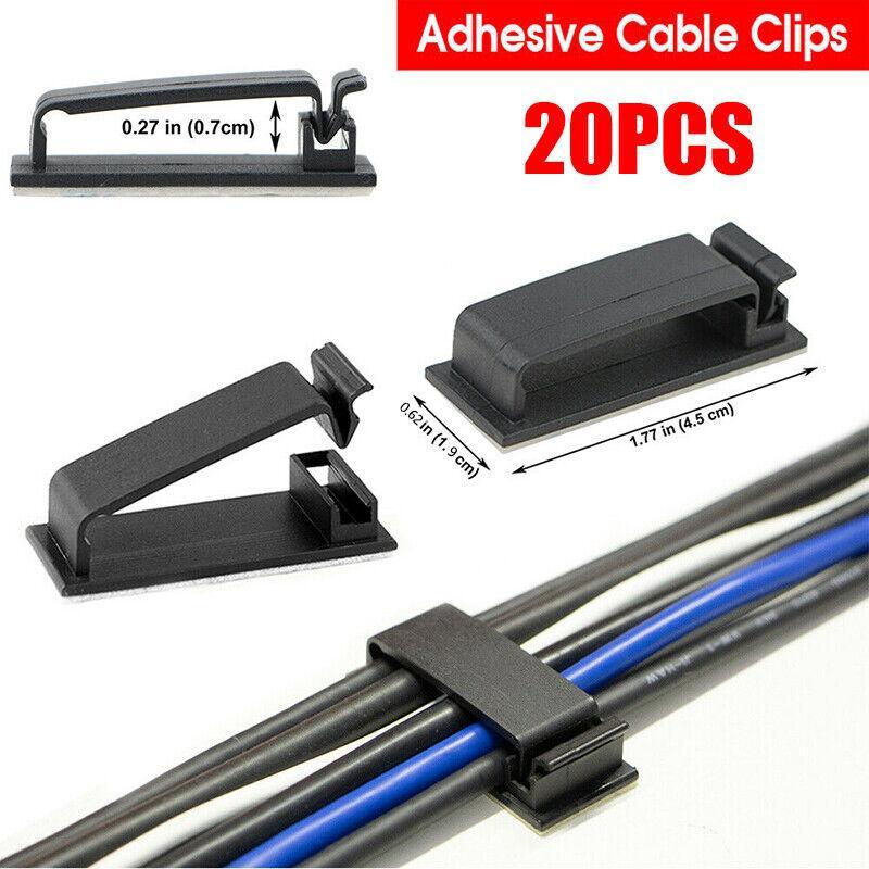 Cable Management: Adhesive Cable Clips Management Clamp Wire Organiser Rectangle Tidy Desk Holder