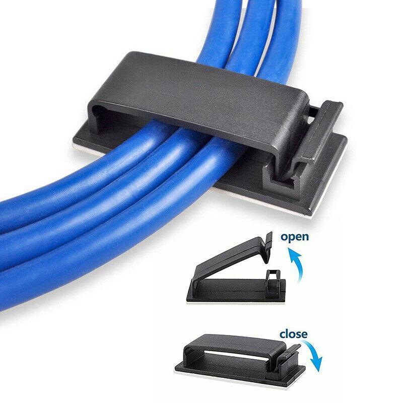 Cable Management: Adhesive Cable Clips Management Clamp Wire Organiser Rectangle Tidy Desk Holder