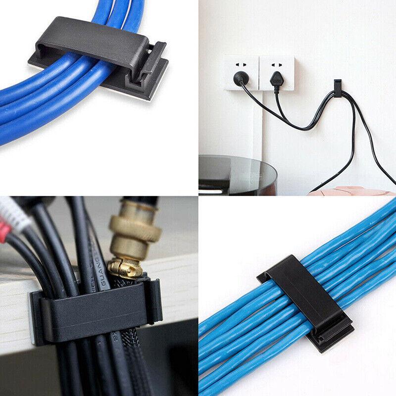 Cable Management: Adhesive Cable Clips Management Clamp Wire Organiser Rectangle Tidy Desk Holder