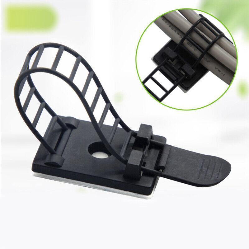 Cable Management: Adjustable Cable Clips Straps Adhesive Cord Management Wire Organizer Black Au