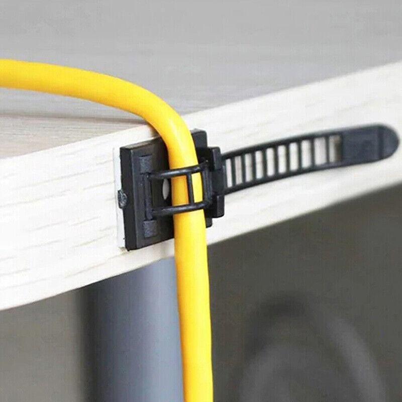 Cable Management: Adjustable Cable Clips Straps Adhesive Cord Management Wire Organizer Black Au
