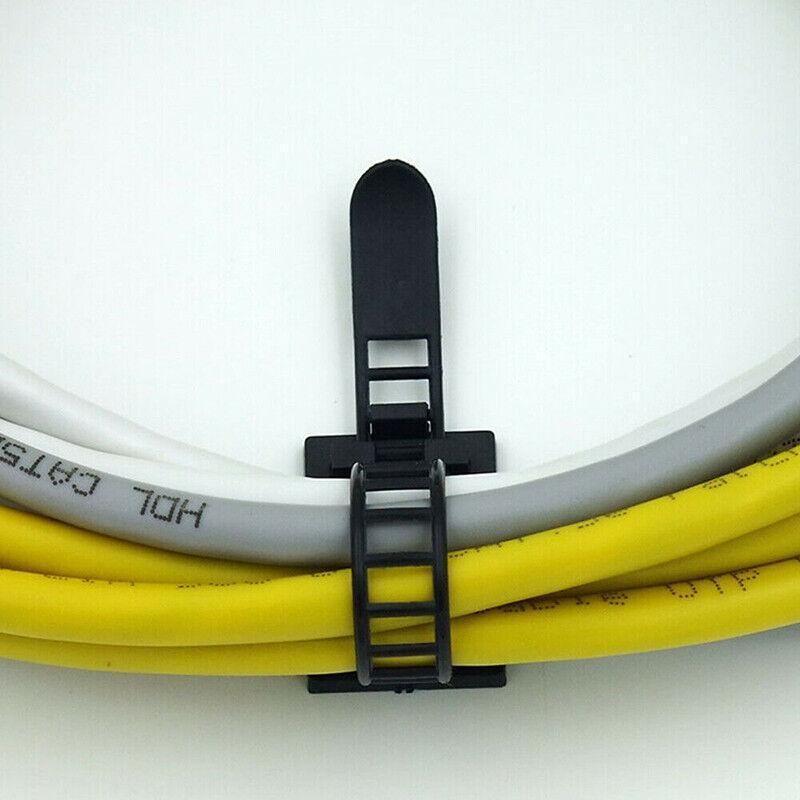 Cable Management: Adjustable Cable Clips Straps Adhesive Cord Management Wire Organizer Black Au
