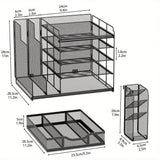 Storage Boxes: Multi Layer Desktop File Rack Storage Organizer Black Plastic for Office Home