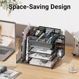Storage Boxes: Multi Layer Desktop File Rack Storage Organizer Black Plastic for Office Home