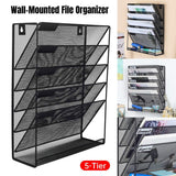 Storage Boxes: 5 Tier Iron File Organiser Desktop File Management Shelf for Office Storage Desk