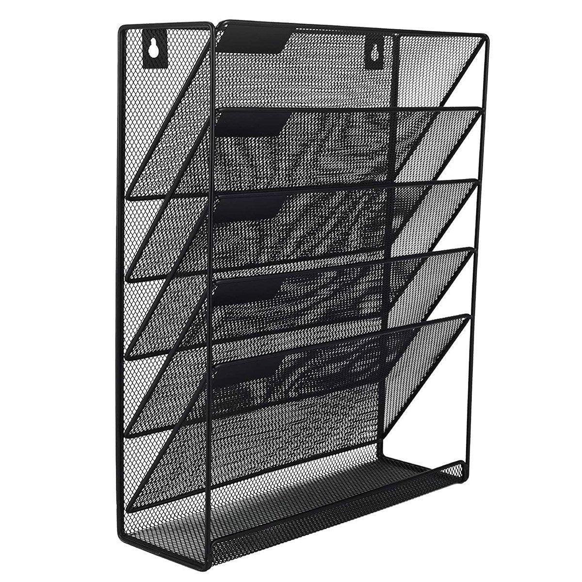 Storage Boxes: 5 Tier Iron File Organiser Desktop File Management Shelf for Office Storage Desk