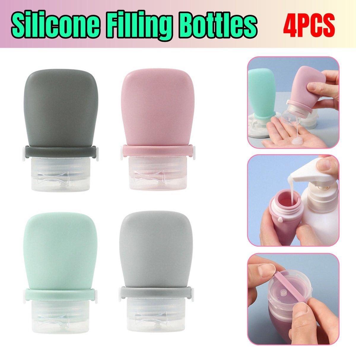 Cosmetic & Toiletry Bags: 4pcs Travel Storage Bottles Set Refillable Silicone for Shampoo Lotion Cosmetics