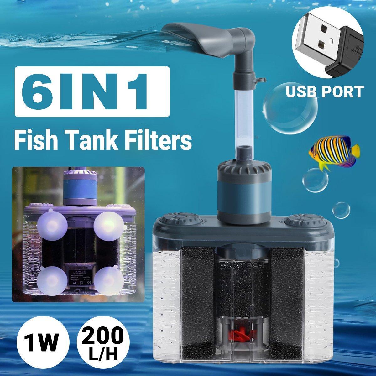 Aquarium Filters & Pumps: Aquarium Six in One Filter Reverse Air Lift Suction Aeration Wave Maker System