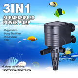 3in1 Mini Aquarium Fish Tank Filter Submersible Water Purifier Oxygen Pump - QL-350 (20W 1400L/H)