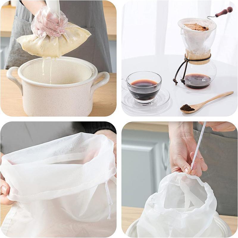 Micron Reusable Nylon Fine Mesh Food Strainer Filter Bag for Nut Milk Coffee - 30 X 20 CM