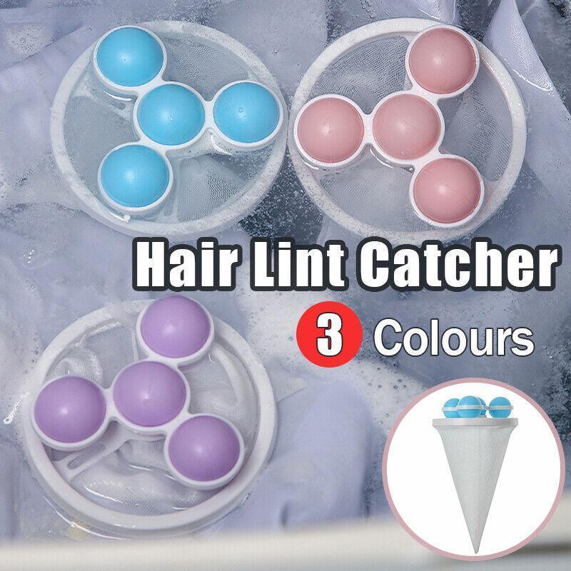 Outdoor Lights: 2 Pcs Reusable Hair Lint Catcher Removal Net Bag Wash Machine Float Filter - Blue