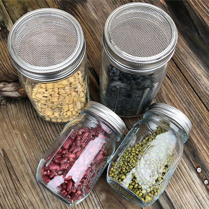 Outdoor Lights: Metal Mesh Screen Sprouting Strainer Lid Filter Cover For Wide Mouth Mason Jar - 1SET