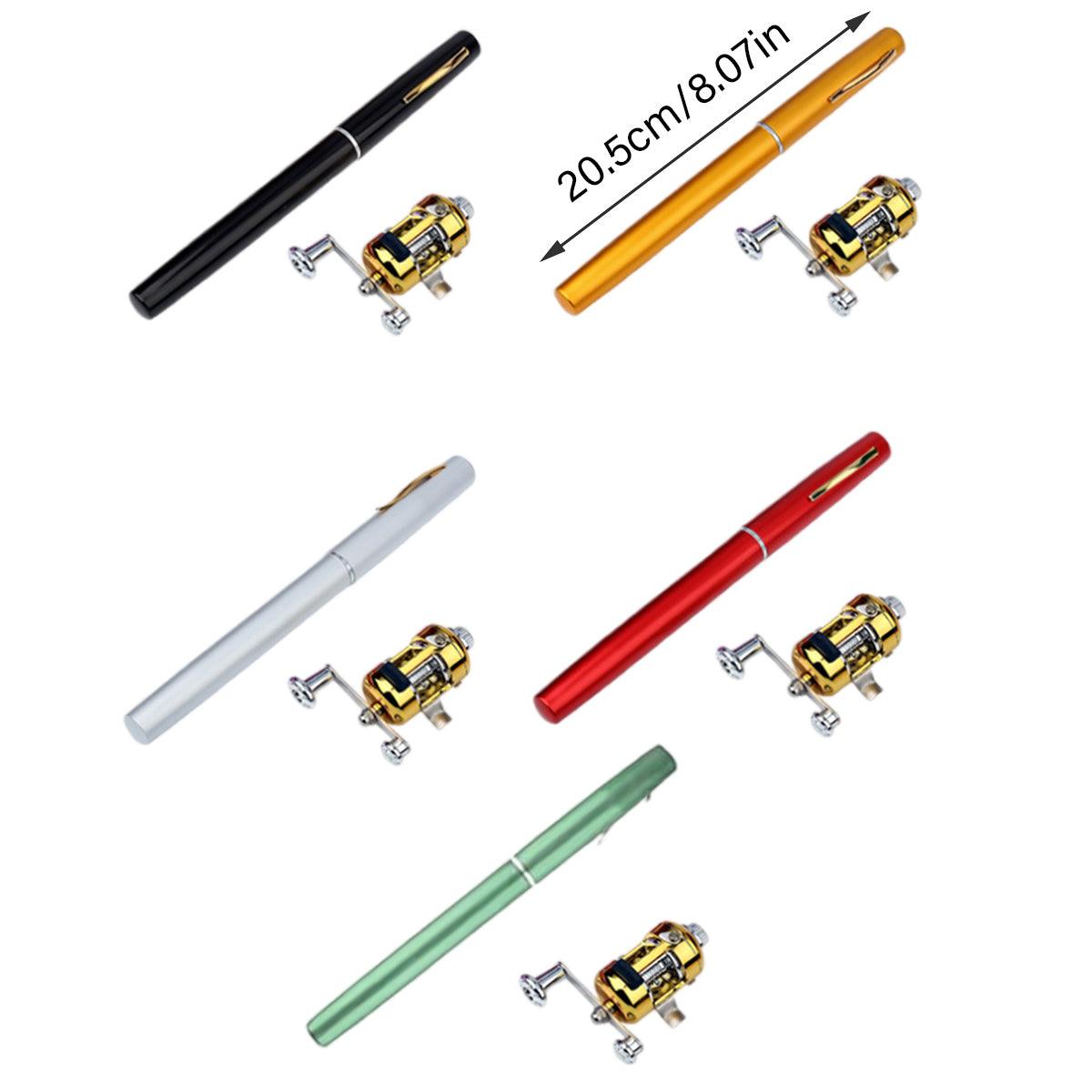 Mini Pen Fishing Rod Pocket Size Portable Telescopic Travel Fishing Pole Tool - Black