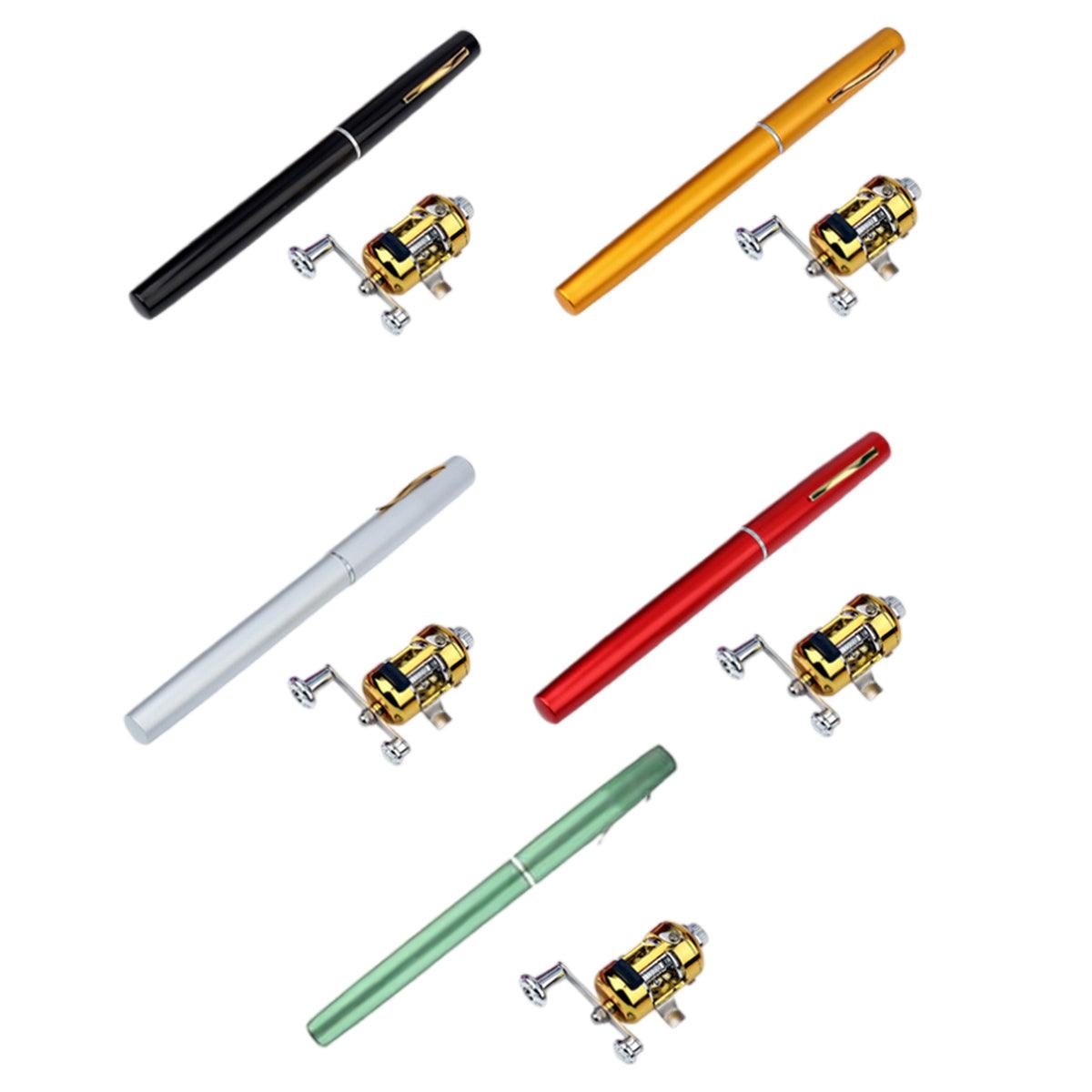Fishing Tackle: Mini Pen Fishing Rod Pocket Size Portable Telescopic Travel Fishing Pole Tool - Silver