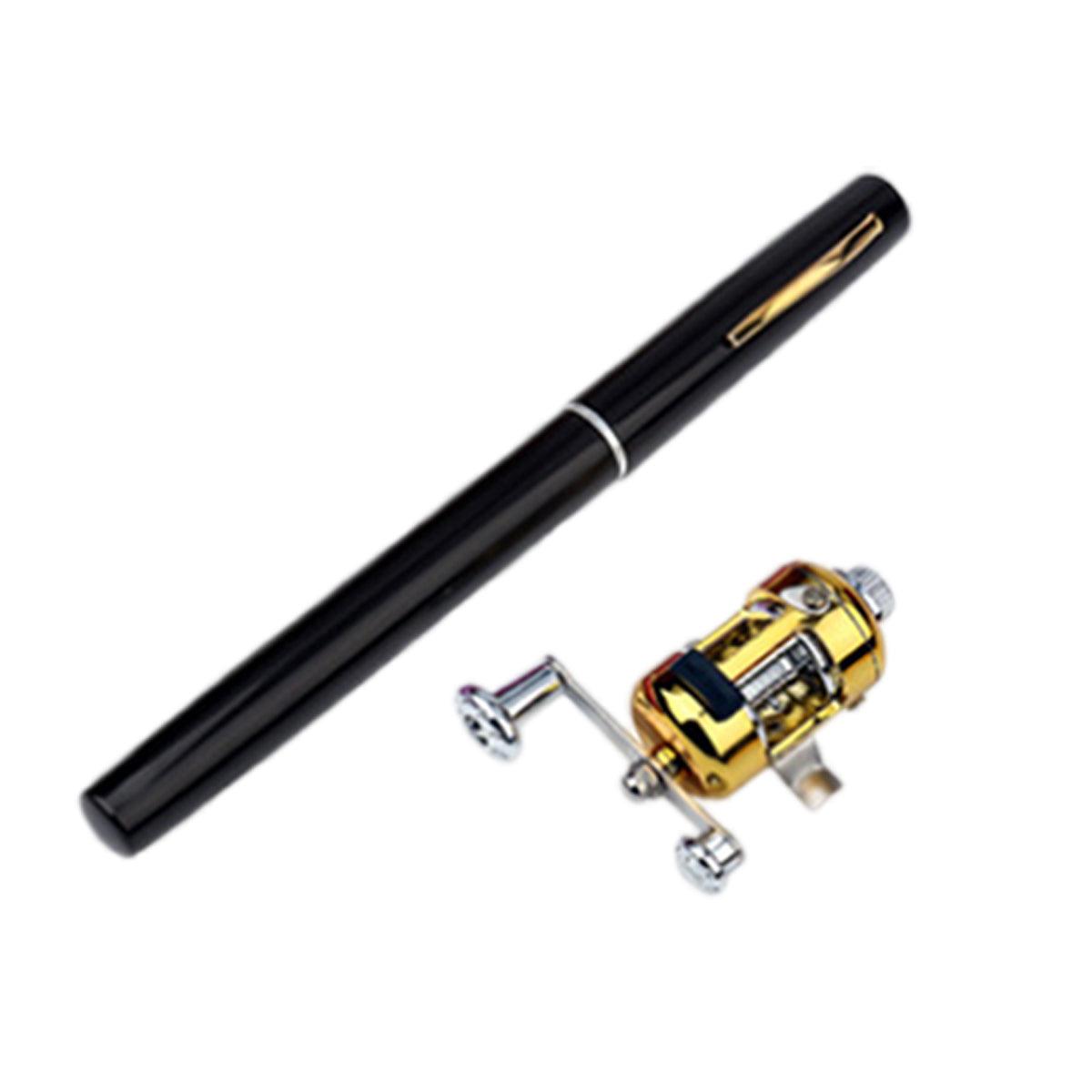 Fishing Tackle: Mini Pen Fishing Rod Pocket Size Portable Telescopic Travel Fishing Pole Tool - Silver