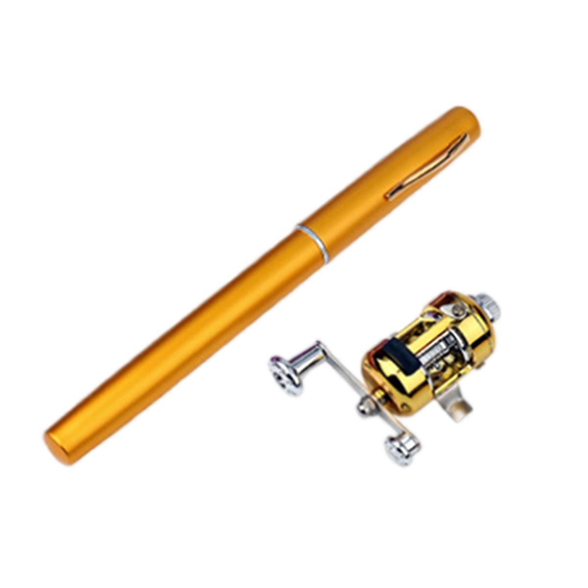 Fishing Tackle: Mini Pen Fishing Rod Pocket Size Portable Telescopic Travel Fishing Pole Tool - Silver