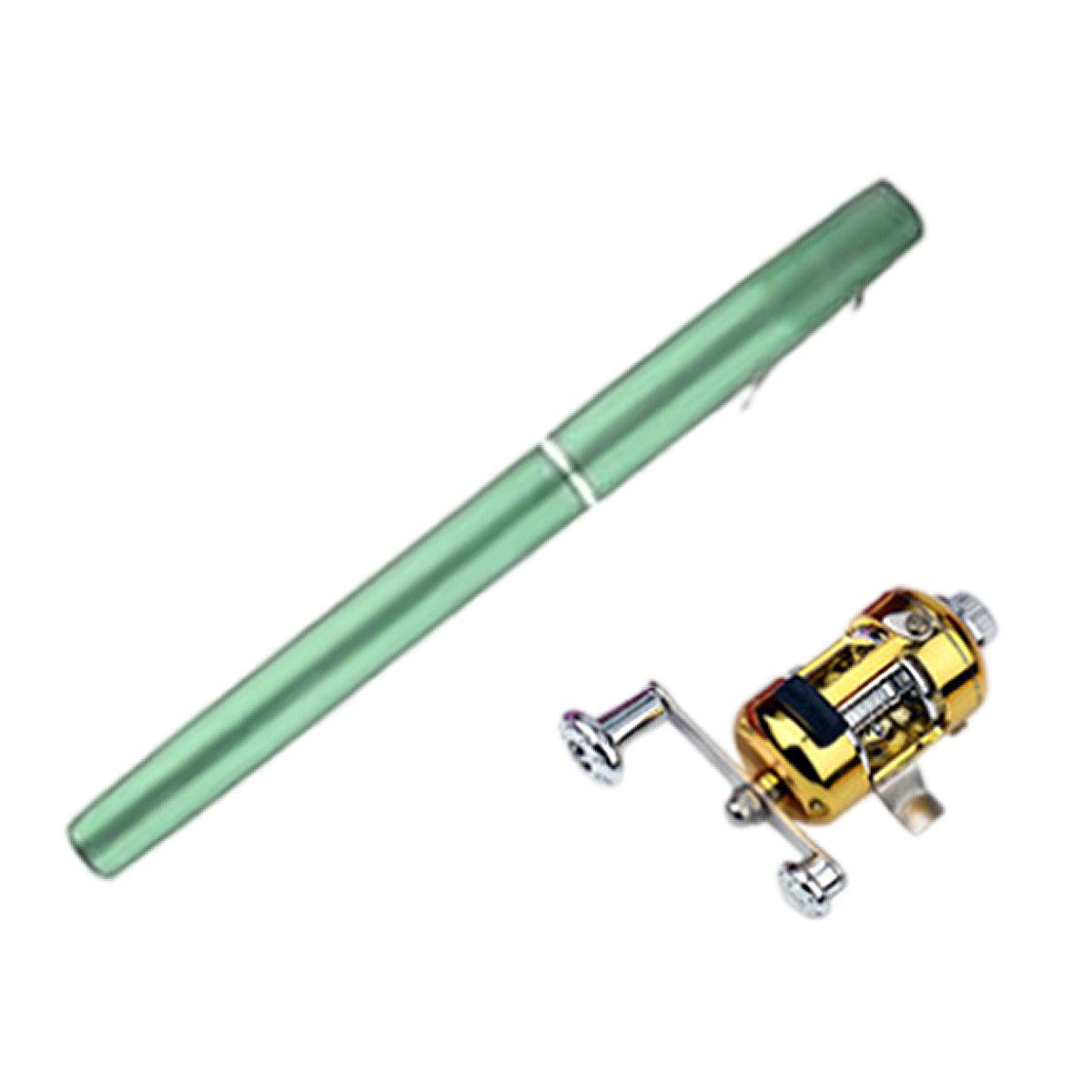 Fishing Tackle: Mini Pen Fishing Rod Pocket Size Portable Telescopic Travel Fishing Pole Tool - Silver