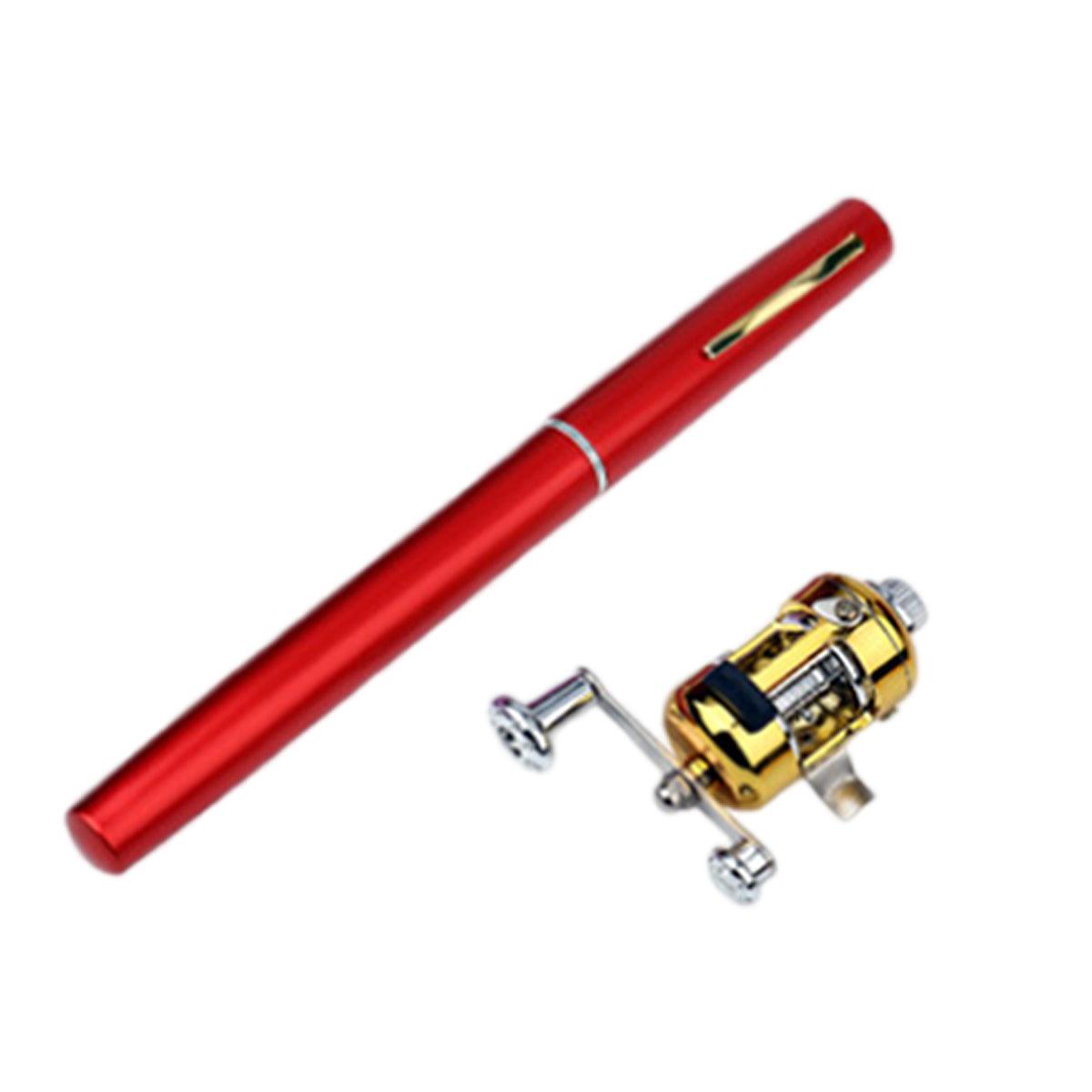 Fishing Tackle: Mini Pen Fishing Rod Pocket Size Portable Telescopic Travel Fishing Pole Tool - Silver