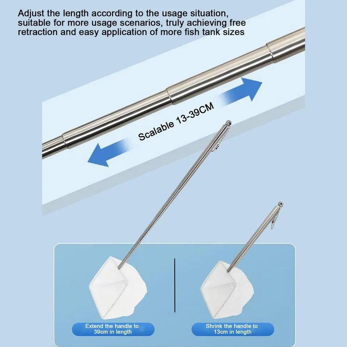 Fishing Tackle: Retractable Fish Net for Fish Tank Pocket Fishing Net with Handle Aquarium Tools - Square-L