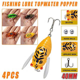 Fishing Tackle: 4X Winged Cicada 40mm Fishing Lure Topwater Popper Freshwater Bream Bass Bream