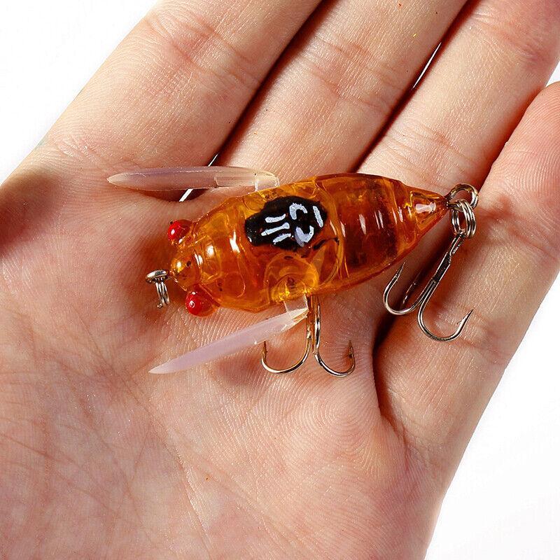 Fishing Tackle: 4X Winged Cicada 40mm Fishing Lure Topwater Popper Freshwater Bream Bass Bream