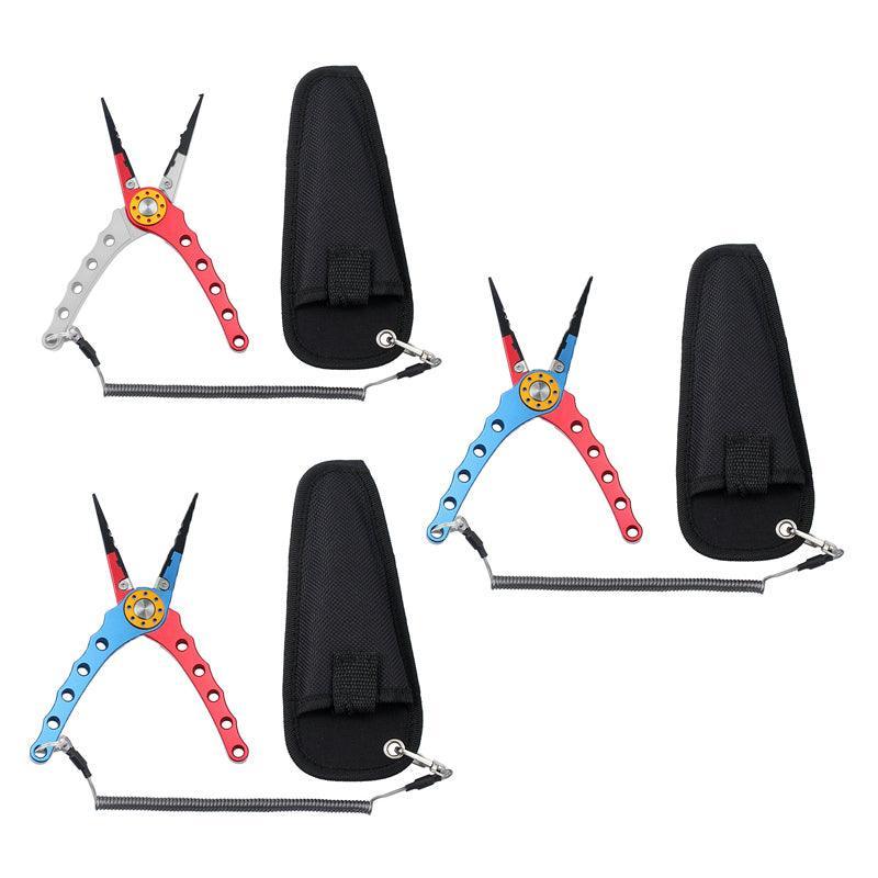 Fishing Tackle: Aluminium Fishing Pliers Hook Remover Line Cutter Braid Mono Split Ring Fish Grip - Red+Silver