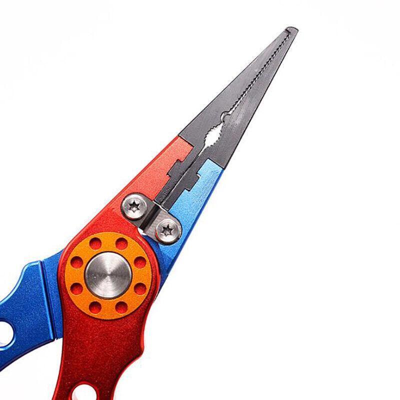 Fishing Tackle: Aluminium Fishing Pliers Hook Remover Line Cutter Braid Mono Split Ring Fish Grip - Red+Silver