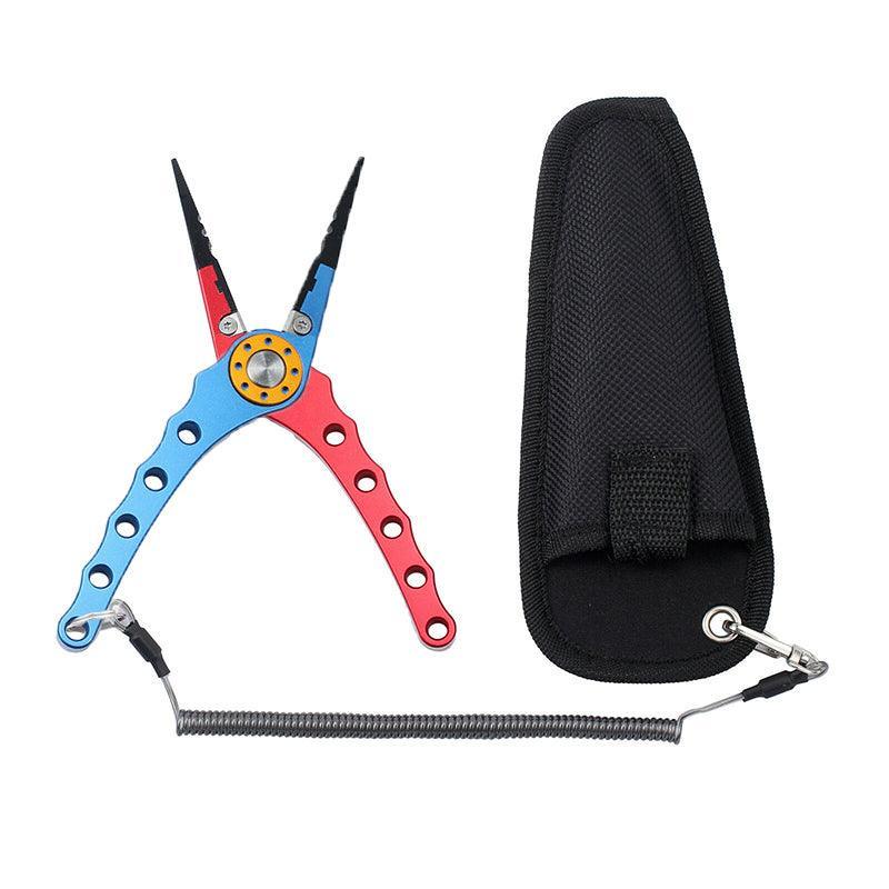 Fishing Tackle: Aluminium Fishing Pliers Hook Remover Line Cutter Braid Mono Split Ring Fish Grip - Red+Silver