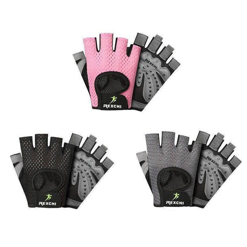 Weightlifting Gloves & Hand Supports: M Size Women Fitness Gym Training Gloves Half Finger Gel Weight Lifting Workout Gloves - Grey