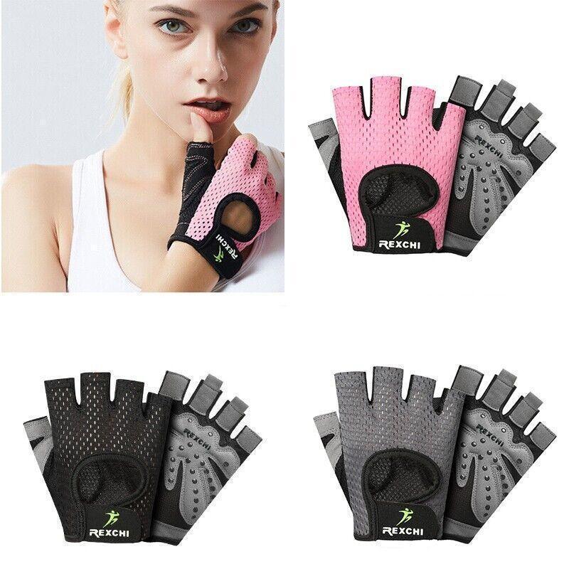 Weightlifting Gloves & Hand Supports: M Size Women Fitness Gym Training Gloves Half Finger Gel Weight Lifting Workout Gloves - Grey