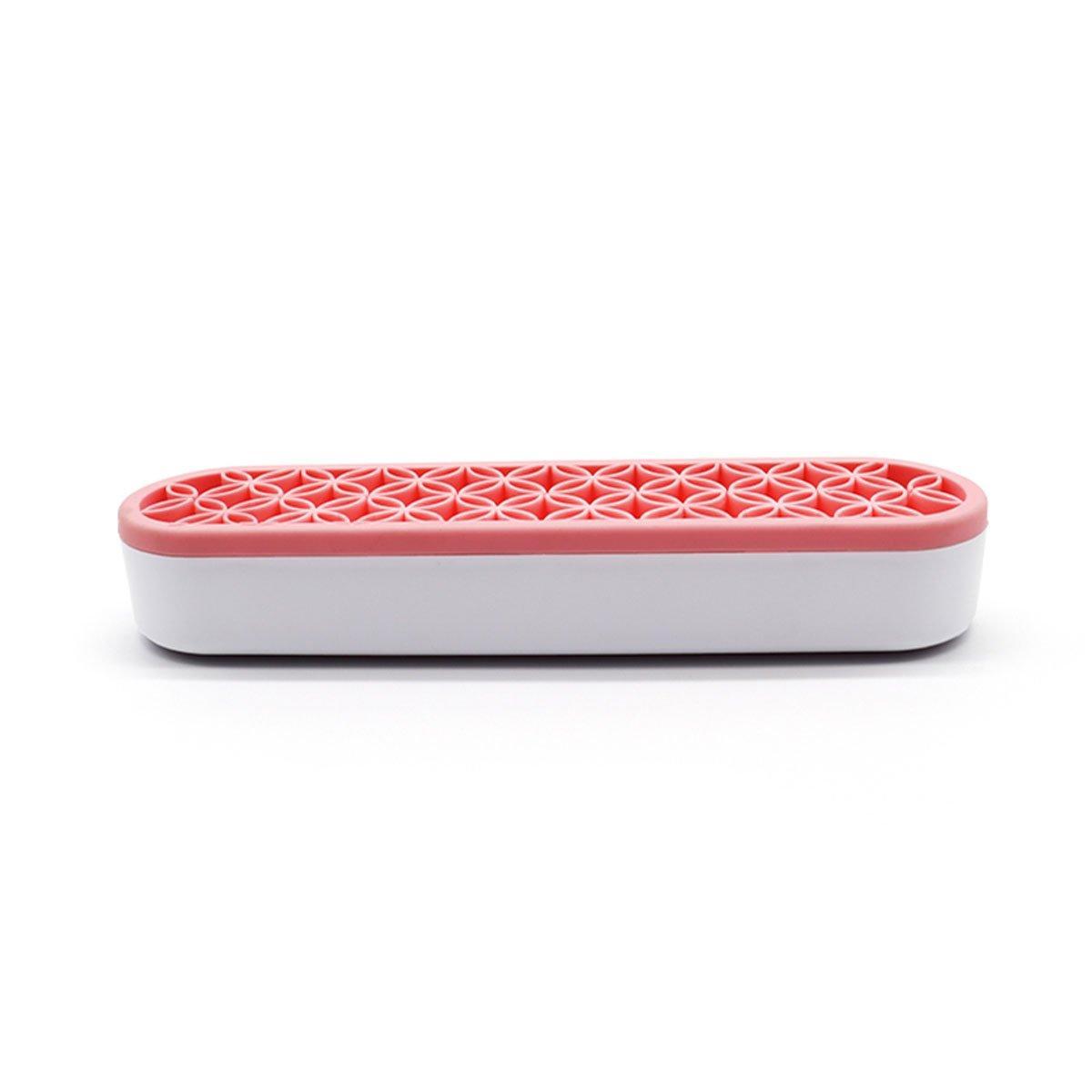 Storage Boxes: Silicone Makeup Organizer Cosmetic Storage Box Lipstick Brush Holder Desktop Box - Flesh Pink