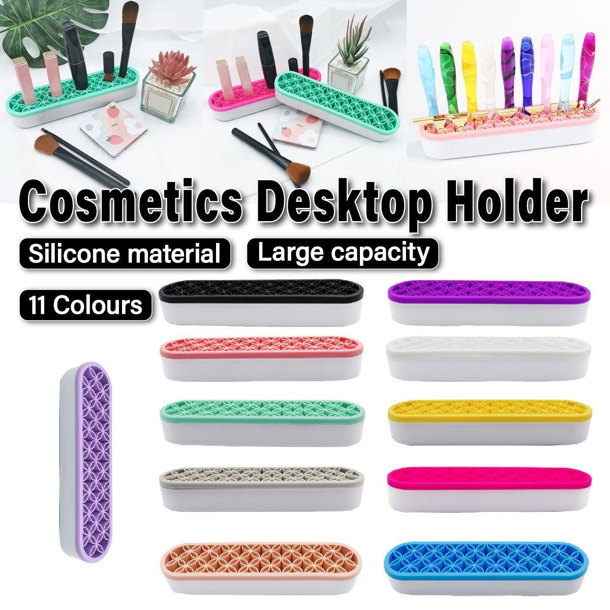 Storage Boxes: Silicone Makeup Organizer Cosmetic Storage Box Lipstick Brush Holder Desktop Box - Light Purple