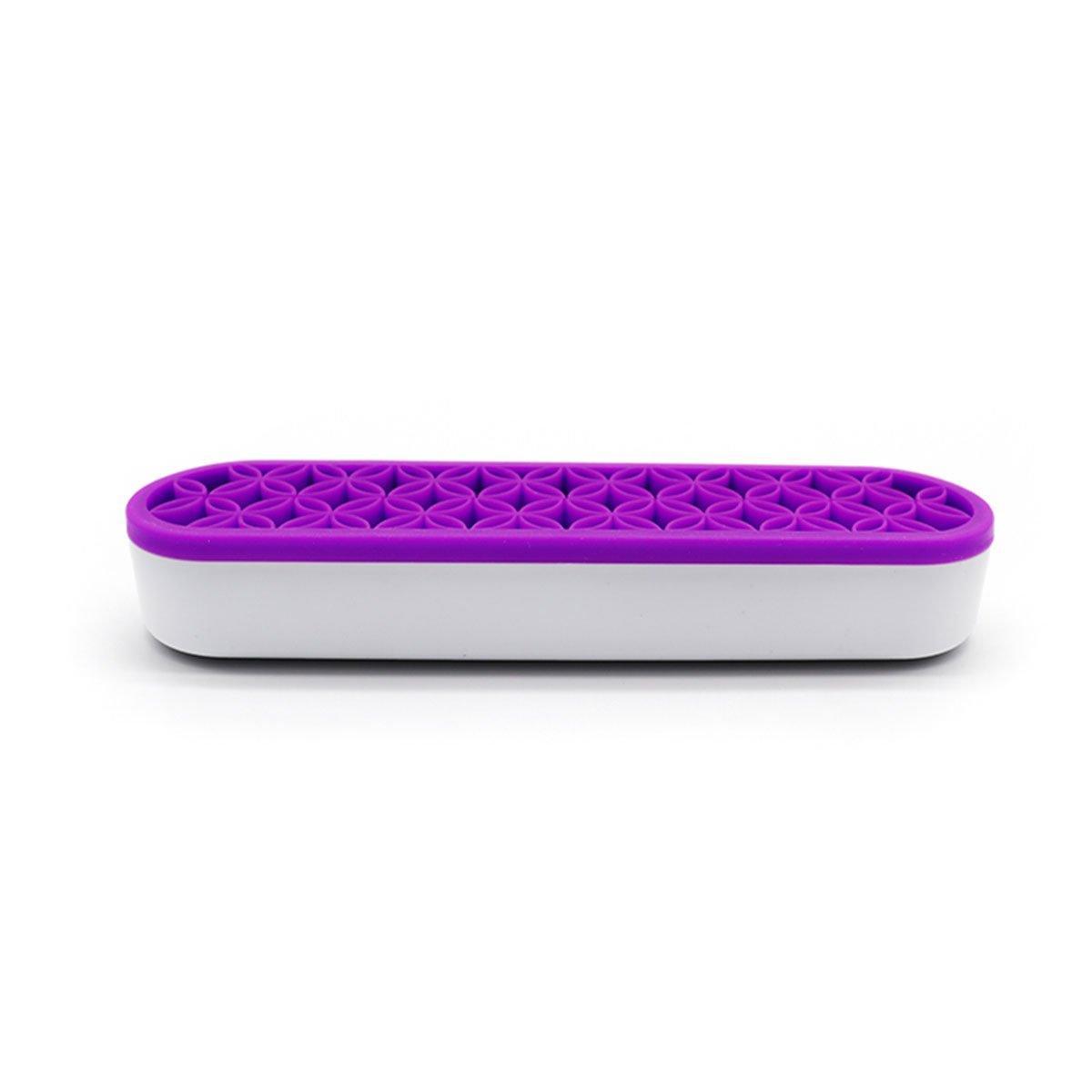 Storage Boxes: Silicone Makeup Organizer Cosmetic Storage Box Lipstick Brush Holder Desktop Box - Light Purple