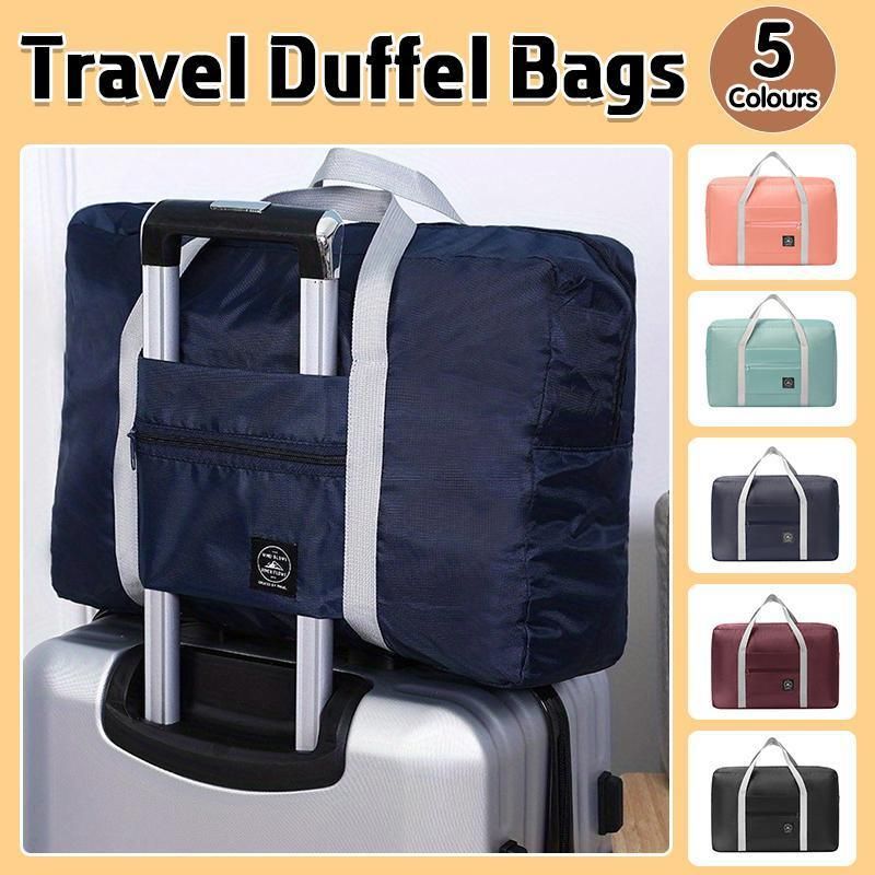 Foldable Large Capacity Travel Duffel Bags Oxford Handbag Waterproof Swim Gym - Black