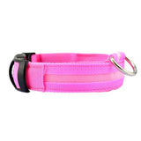 XL Size USB Rechargeable LED Dog Collar Nylon Glow Flashing Light Up Gear - Pink