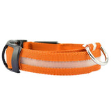 XL Size USB Rechargeable LED Dog Collar Nylon Glow Flashing Light Up Gear - Yellow