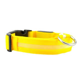 XL Size USB Rechargeable LED Dog Collar Nylon Glow Flashing Light Up Gear - Yellow