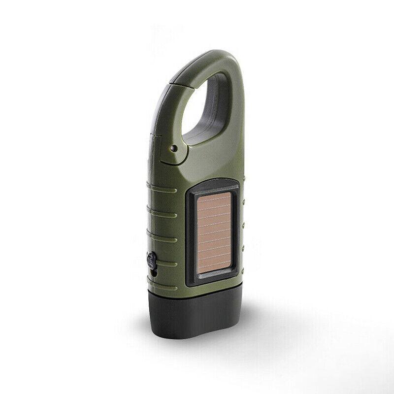 Hand Crank Solar Powered Rechargeable Led Camping Emergency Flashlight - Yellow