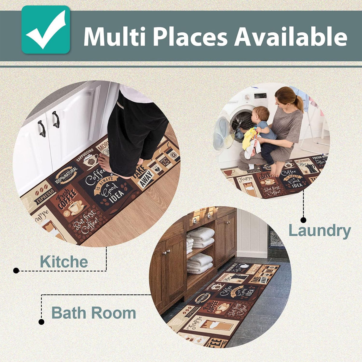 Bath Mats & Rugs: Printed Non Slip Door Floor Rug Mat Kitchen Bathroom Carpet Mat Water Absorbent