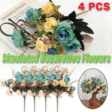 Artificial Flowers & Plants: 4pcs Artificial Flowers Home Decoration Floral Arrangement for Living Room Decor