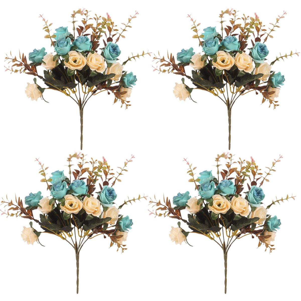 Artificial Flowers & Plants: 4pcs Artificial Flowers Home Decoration Floral Arrangement for Living Room Decor