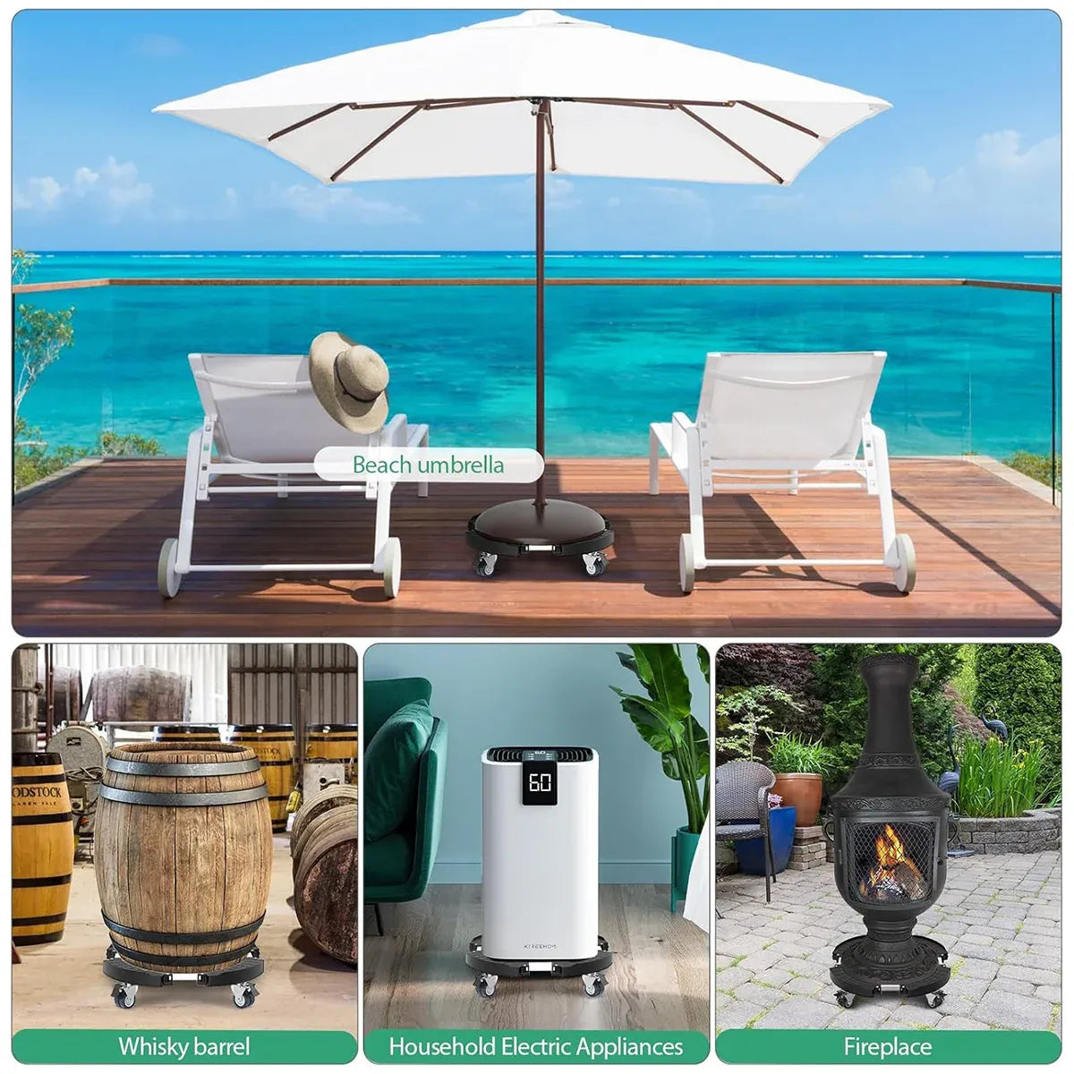 Plastic Round Retractable Plant Pot Tray Stand With Wheels Movable Durable