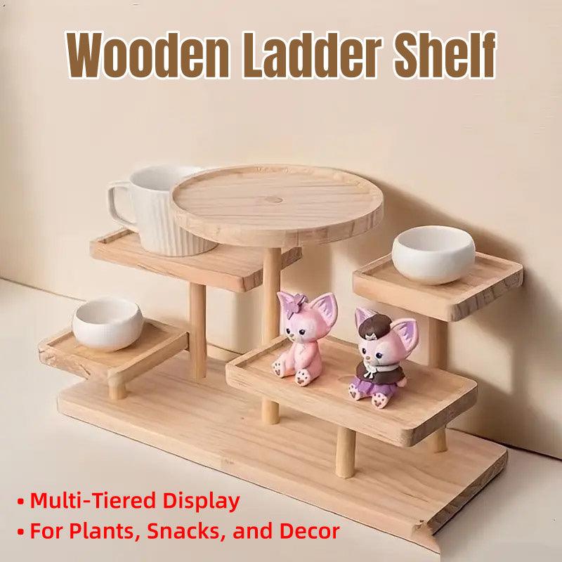 Utility Trolleys: Multi-Tier Wooden Step Shelf Desktop Storage Organizer for Office and Home Use